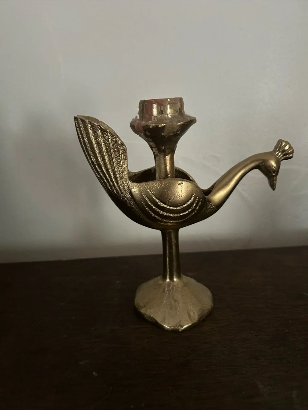 Peacock gold candle holder